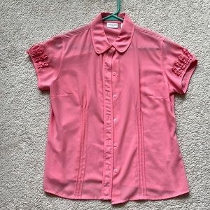 Short Sleeve Pink Blouse w Details